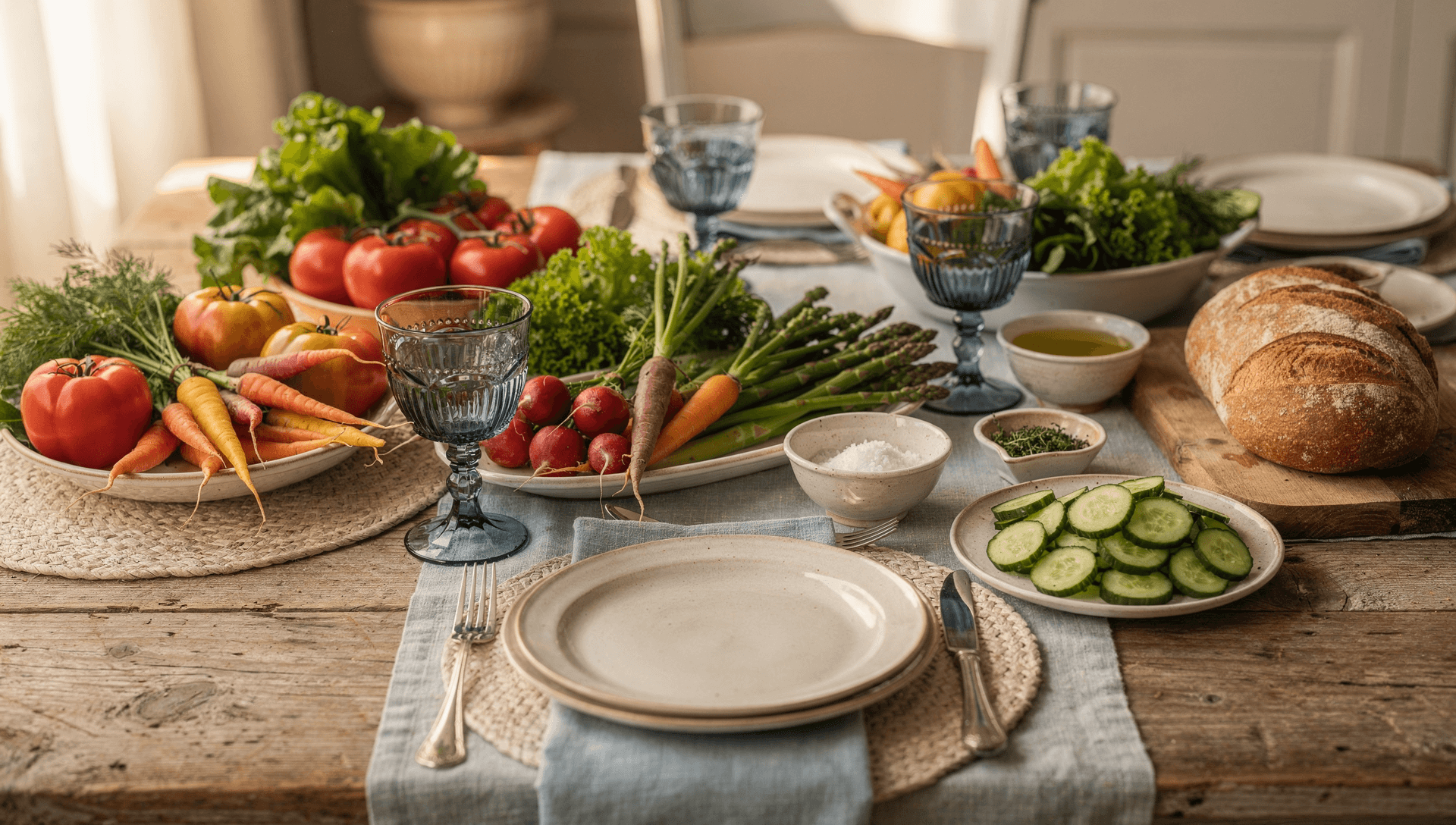 Communal dining table spread